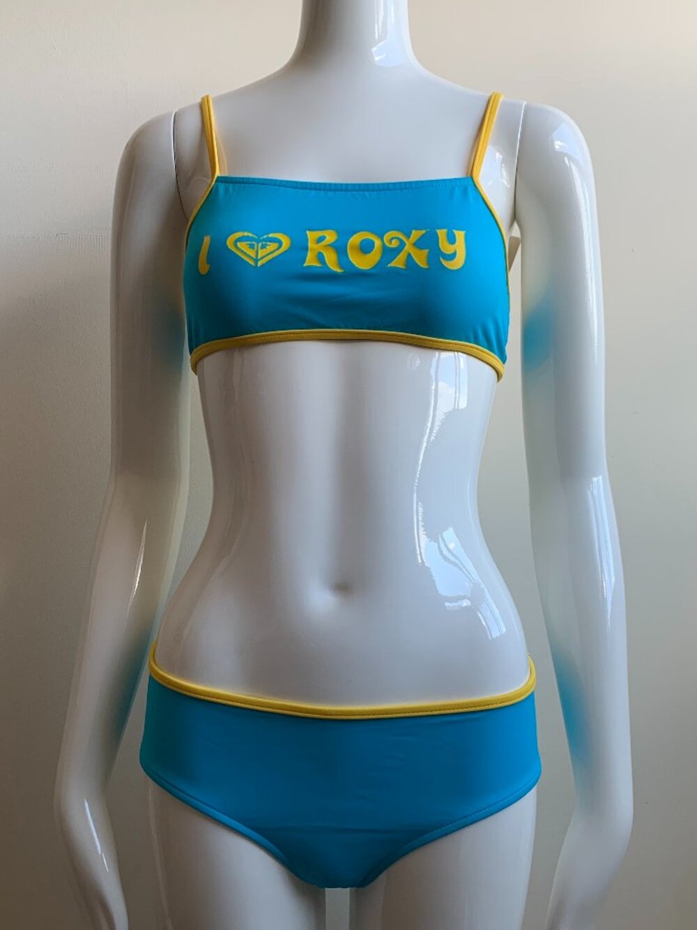 Roxy Girls logo swimwear turquoise blue sporty 2pc bikini set